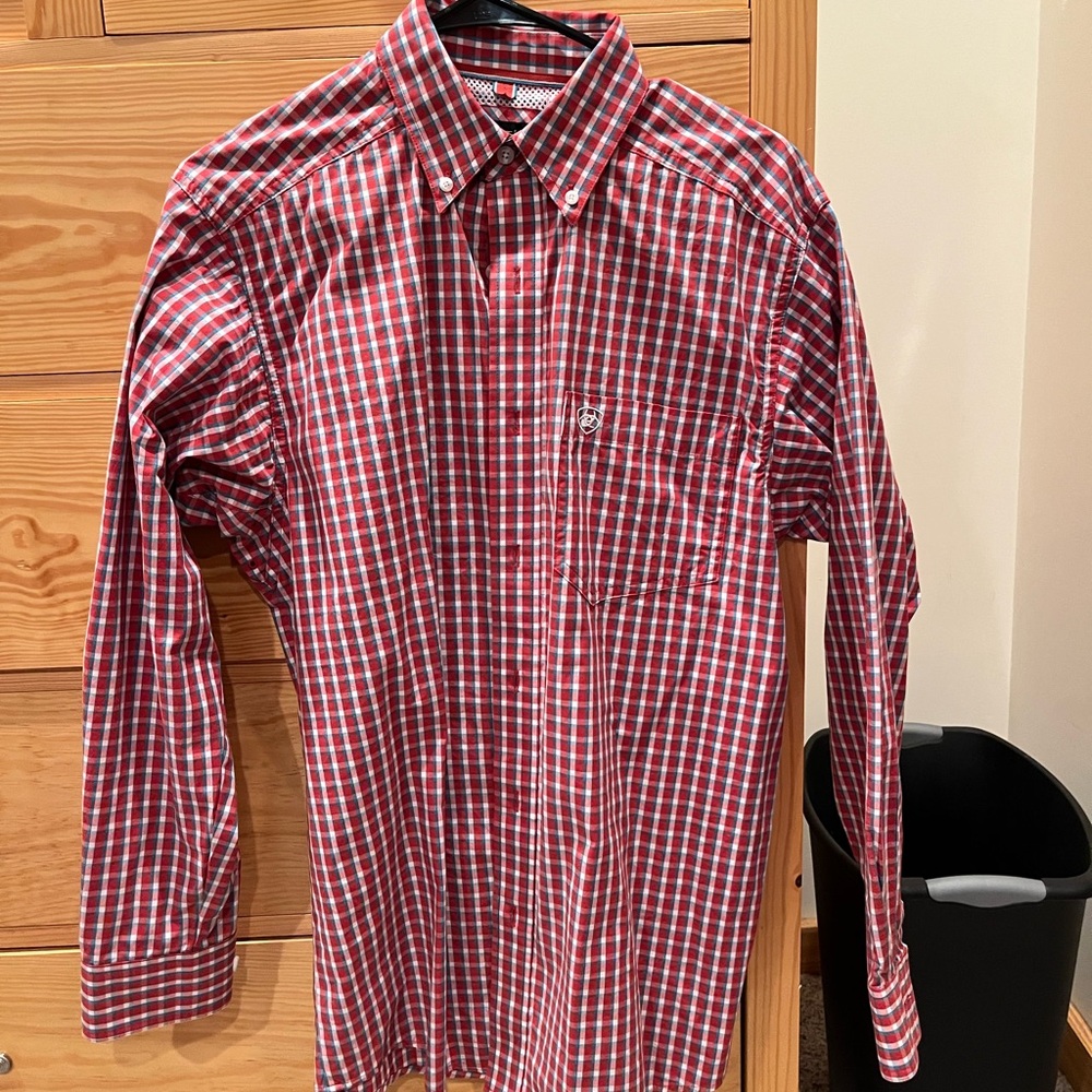 Men's Ariat Red Plaid Button-Down Shirt